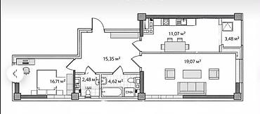 Продажа квартир: 2 комнаты, 72 м², Асанбай мкр Элитка, 3 этаж, ПСО (под самоотделку) — 4