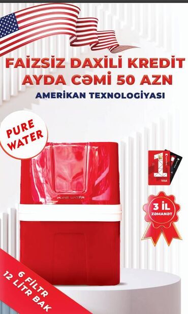 su filtrləri satışı: PURE WATER ❤️ Pure Water Su Filtri ✅İstehsal: 🇺🇸 ✅Quraşdırma Xidməti