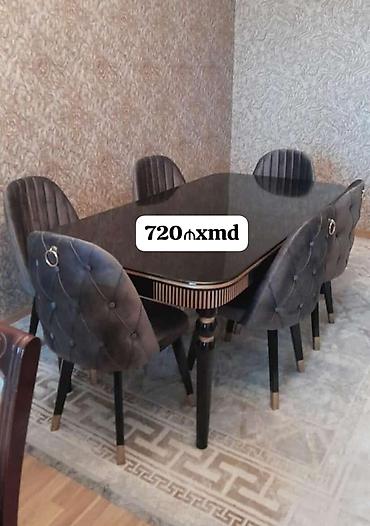 qara dik: Qonaq otağı üçün, Yeni, Açılmayan, Dördbucaq masa, 6 stul — 1