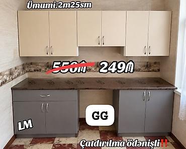 Mətbəx mebeli dəsti - Ümumi ölçü: 2 m 25 sm - Üst dolablar: 4 qapılı
