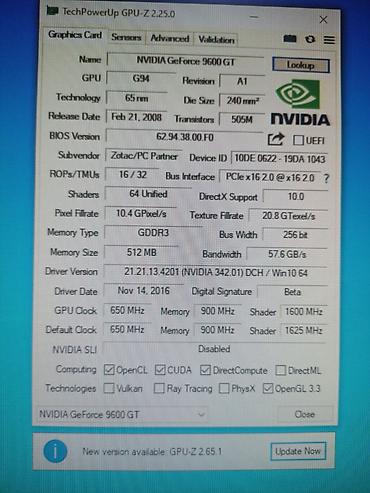 Комплектующие для ПК: Видеокарта для ПК, Б/у, ZOTAC, GeForce GT, До 2 ГБ — 7