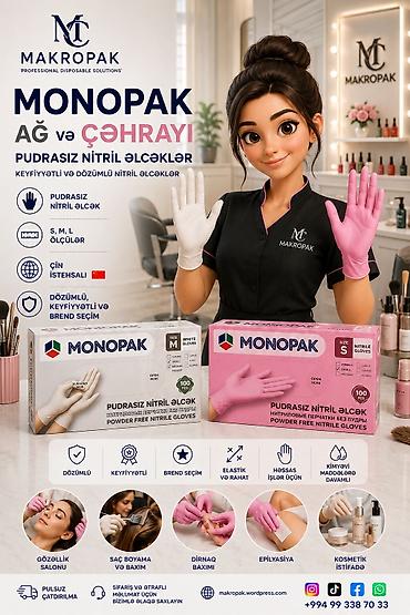 iş əlcəkləri: 💅 Gözəllik sahəsində keyfiyyətli seçim — MONOPAK! Ağ və çəhrayı — 1