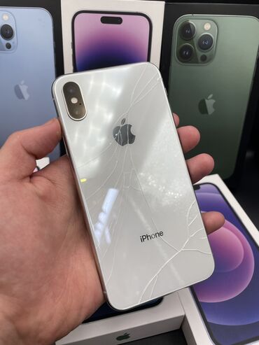 айфон xc: IPhone X, Б/у, 64 ГБ, Белый, Защитное стекло, 100 %