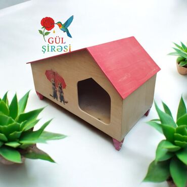 Yuvalar: Taxta pişik evi – “Burada yerim rahatdır” yazılı - Material — 4