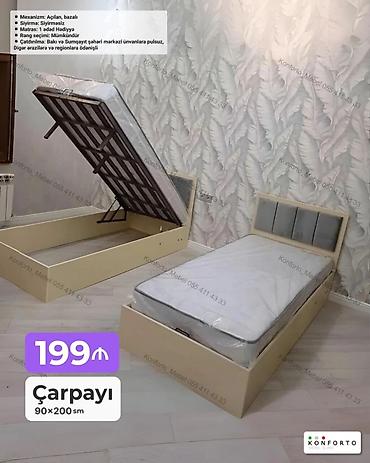 Çarpayı – 90×200 sm - Mexanizm: Açılan, bazalı (yuxarıdan qalxan lalafo.az -da Çarpayı – 90×200 sm - Mexanizm: Açılan, bazalı (yuxarıdan qalxan
