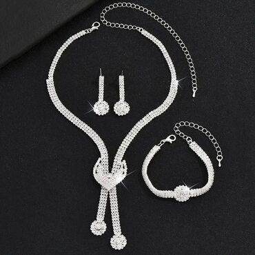 Setovi nakita: Set: Minđuše, Narukvica, Ogrlica, Materijal: Hirurški čelik — 17