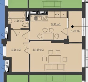 1 комната, 41 м², Элитка, 7 этаж, ПСО (под самоотделку)