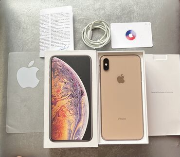 iphone xs max yeni: IPhone Xs Max, 64 GB, Qızılı, Simsiz şarj, Face ID, Sənədlərlə