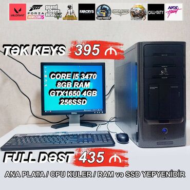 Masaüstü kompüterlər və iş stansiyaları: Oyun üçün Kompüter "Gaming Core i5 3470 GTX1650” ⭐Tək Sistem Bloku –