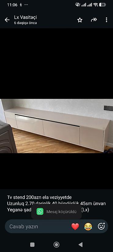 Tv stend 200azn ela veziyyetde Uzunluq 2.70 dərinlik 40 hündürlük 45sm lalafo.az -da Tv stend 200azn ela veziyyetde Uzunluq 2.70 dərinlik 40 hündürlük 45sm