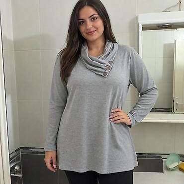 boho brend: Siva ženska bluza/duks sa dugim rukavima i dekorativnim širokim — 1