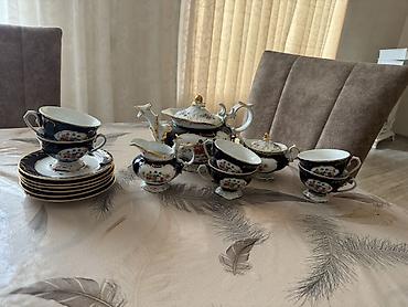 sud separatoru: Çay dəsti, rəng - Göy, Farfor, 6 nəfərlik — 1
