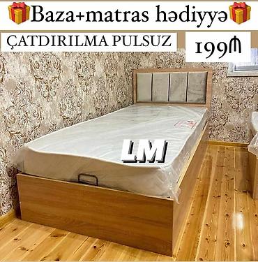taxt carpayı: Tək nəfərlik taxt bazası və başlıq dəsti. Yumşaq panel başlıq, taxta — 1