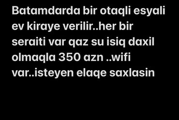 Uzunmüddətli kirayə evlər: 40 kv. m, 1 otaqlı, Kombi, Qaz, İşıq