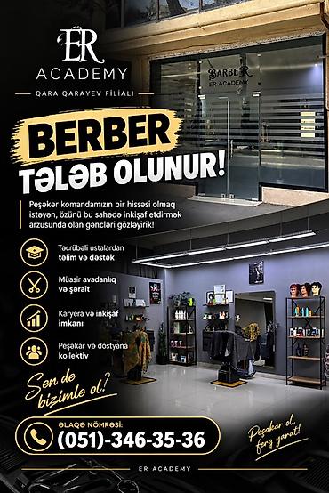 bərbər isi: Bərbər tələb olunur, Faiz, Təcrübəsiz, Təlim — 1
