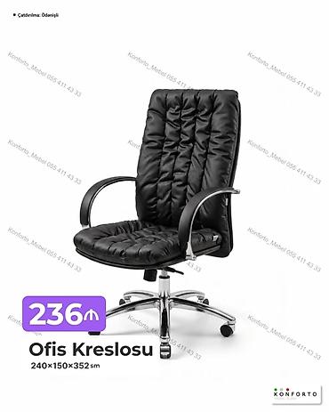 Ev və bağ: Ofis Kreslosu - Rəng: qara - Material: yumşaq süni dəri örtük, dolğun — 1