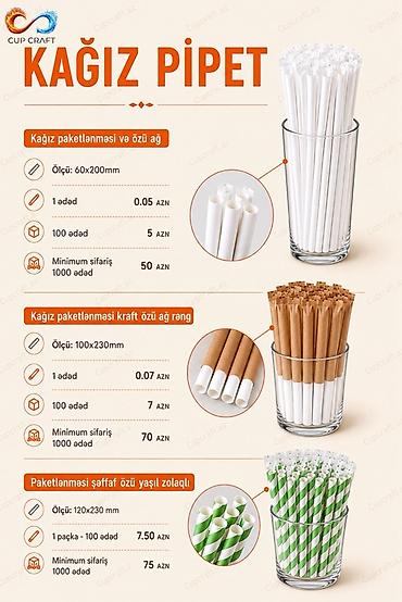 qab: Kağız və plastik pipetlər Məhsul çeşidləri və detalları — 1