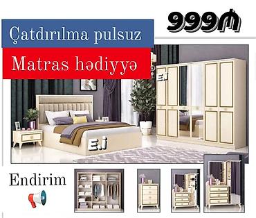 Yataq otağı dəsti – klassik krem-qızılı dizayn Tərkibi: - Çarpayı