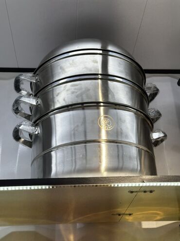 купить эмалированную кастрюлю: Пароварка/мантоварка из нержавеющей стали с тремя ярусами и