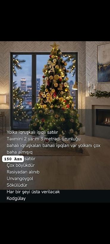 İşıqlı, bəzəkli yolka satılır. - Uzunluğu təxminən 2.5–3 metr - lalafo.az -da İşıqlı, bəzəkli yolka satılır. - Uzunluğu təxminən 2.5–3 metr -