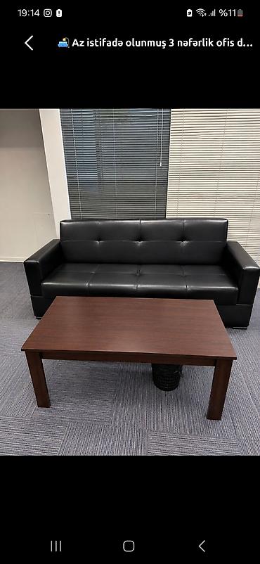 klasik masa: 3 nəfərlik ofis divanı. - Divan: 3 nəfərlik, klassik düz xətli — 1
