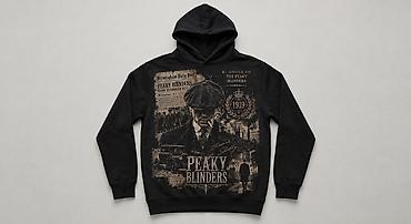 desd geyimler: Peaky Blinders temalı kapüşonlu sviter - Rəng: qara - Ön hissədə iri — 1