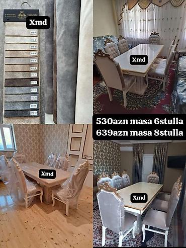 pc masaları: Yemək otağı üçün klassik üslubda masa-stul dəsti. - Masa variantları — 1