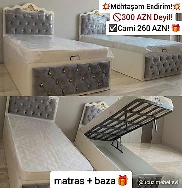 Möhkəm konstruksiyalı tək nəfərlik çarpayı dəsti – baza + matras