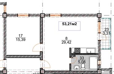 двухкомнатный дом: 2 комнаты, 55 м², 4 этаж, ПСО (под самоотделку)