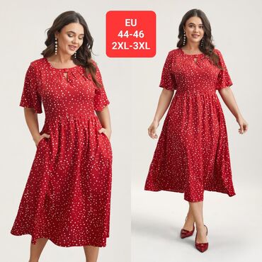 svilene spavacice: 2XL (EU 44), color - Red, Oversize, Short sleeves