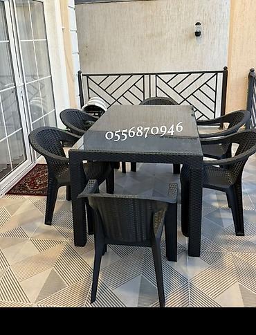 plastik stollar: Yeni, Dördbucaq masa, 6 stul, Açılmayan, Stullar ilə, Plastik, Türkiyə — 3