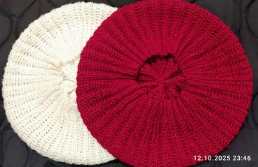 Шапки: Шапка, Беретка, Хлопок, Осень-весна, Вязаная модель — 7