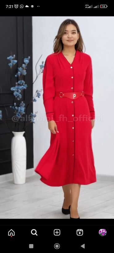 красный платье: Вечернее платье, Классическое, Длинная модель, С рукавами