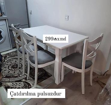 kürsü masası: Mətbəx üçün, Yeni, Açılmayan, Dördbucaq masa, 4 stul — 1