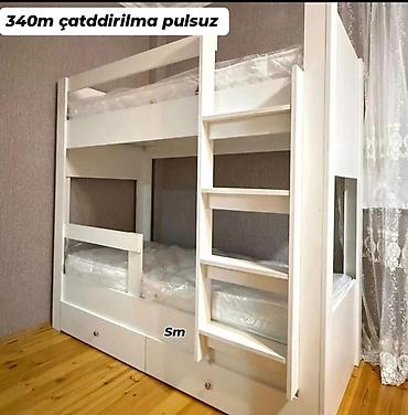 İki mərtəbəli uşaq çarpayısı – ağ rəng - Material: MDF/taxta
