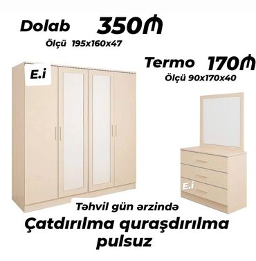 Mebel: *4 qapılı dolab 350Azn💥 Termo 170Azn💥* ✔️Rəng seçimi var ✔️ *Şəhər