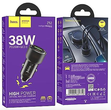 jack e4: Автомобильное зарядное устройство Hoco Z52 (Crystal Mini), 38 Вт - — 1