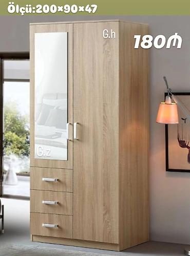 Iki qapılı paltar şkafı – güzgülü model - Ölçü: 200 × 90 × 47 sm