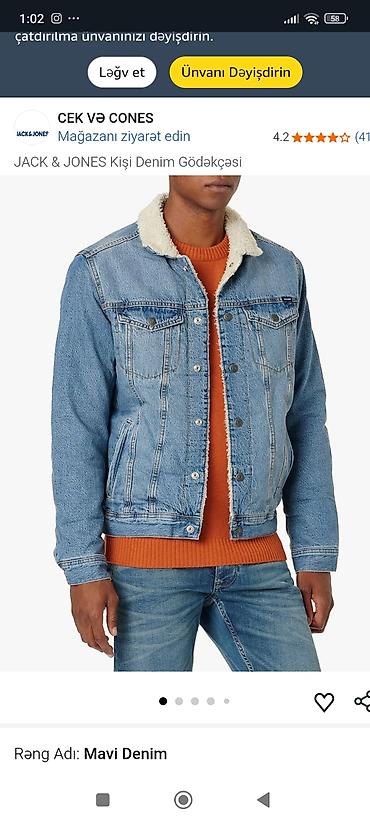 north face kurtka: JACK & JONES Kişi Denim Gödəkçəsi – Mavi Denim - Klassik cins — 1