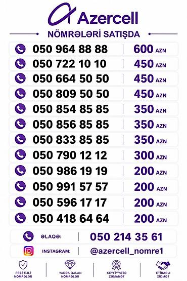 hile mobile: Azercell nömrələri satılır – yadda qalması asan, təkrar rəqəm — 1