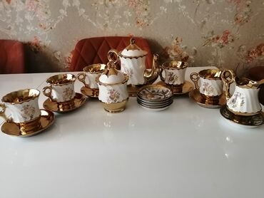 çay serviz: Çay dəsti, rəng - Ağ, Keramika, 5 nəfərlik