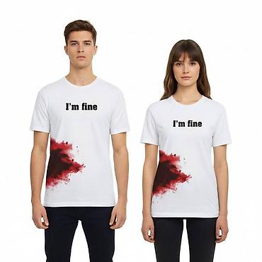 mind error: Футболка с коротким рукавом, белая, с надписью I'm Fine, размер XL — 1
