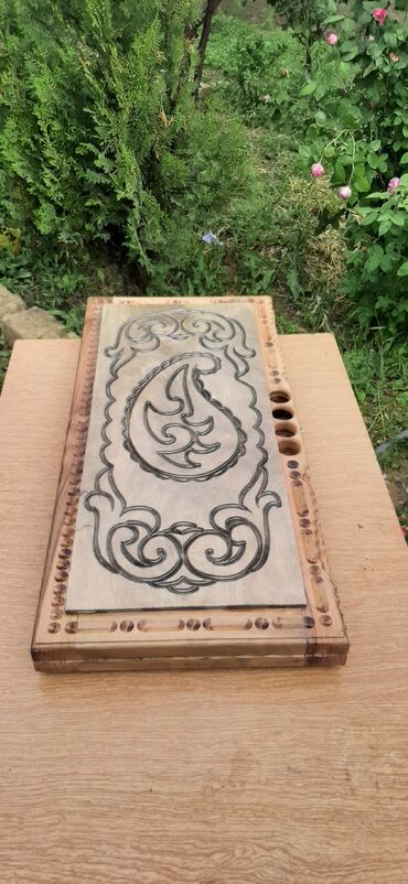 Nərdlər: Taxta oyma nərd-şahmat dəsti - Material: tam ağacdan hazırlanmış — 7