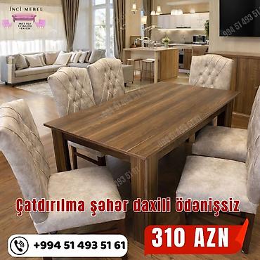 Qonaq otağı üçün, Yeni, Açılmayan, Dördbucaq masa, 6 stul lalafo.az -da Qonaq otağı üçün, Yeni, Açılmayan, Dördbucaq masa, 6 stul