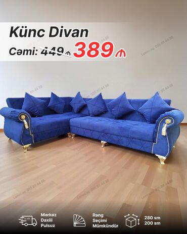 Divanlar: Künc divan, Yeni, Açılan, Bazalı, Vеlur parça, Şəhərdaxili pulsuz çatdırılma — 2