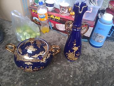 samovar satisi lalafo: Kobalt-mavi porselen dəst – qızılı naxışlı - Tərkib: qapaqlı — 1