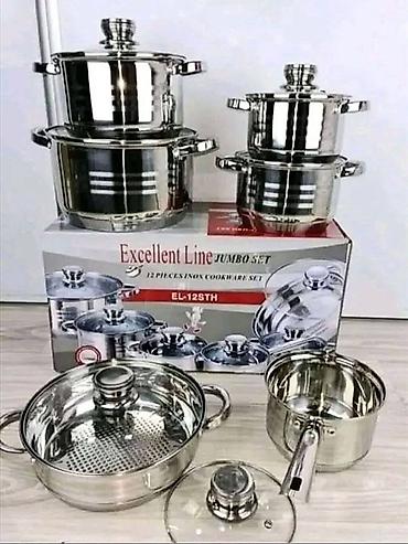 krcko pekac: Set posuđa Excellent Line Jumbo Set – 12 delova, inox - Materijal — 1