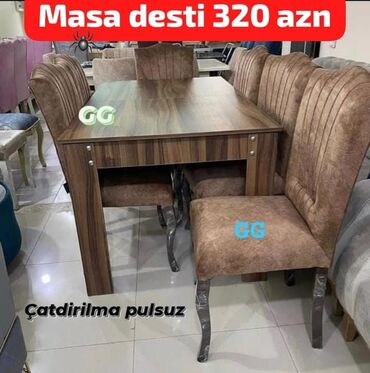 metbex stol stul islenmis: Qonaq otağı üçün, Yeni, 6 stul