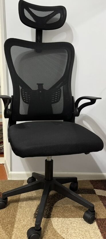 купить кресло для компьютера в бишкеке: Офисное кресло, Новый, С колесиками, цвет - Черный, Самовывоз, Бесплатная доставка