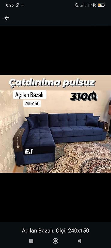 divan restoran: Açılan-bazalı künc divan - Ölçü: 240 x 150 sm - Funksiya: açılır — 1